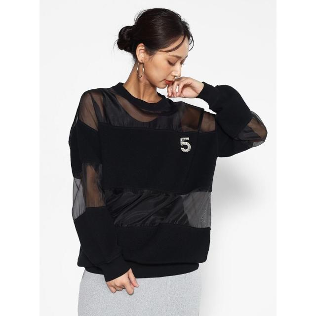 スコットクラブ（SCOTCLUB）/ビジューナンバー異素材ドッキングプルオーバー