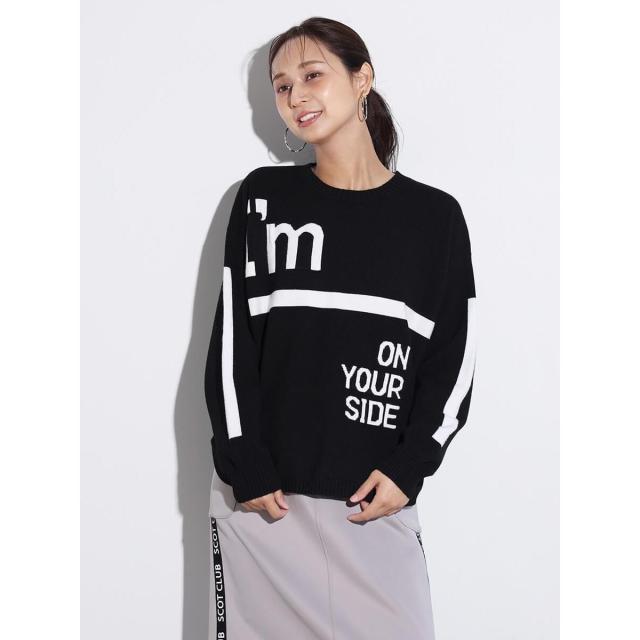 スコットクラブ（SCOTCLUB）/モノトーンロゴクルーネックニット