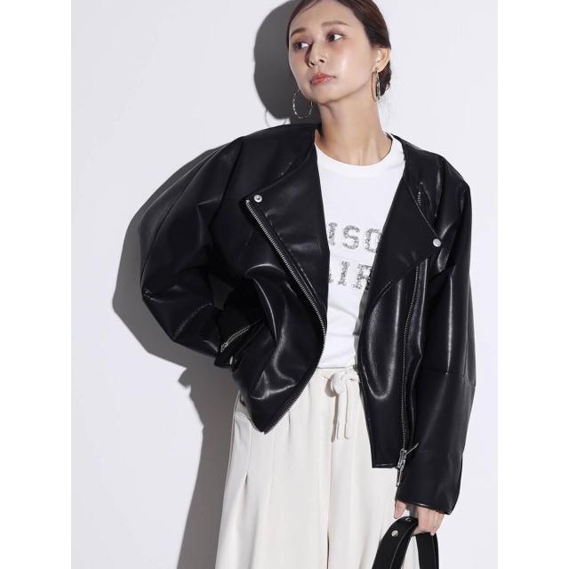 スコットクラブ（SCOTCLUB）/裾バルーンフェイクレザーブルゾン_14