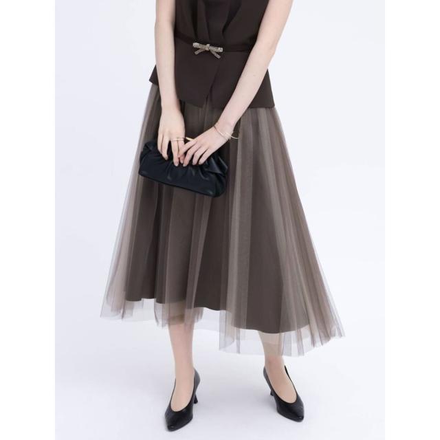 リルフェテ（Rire fete）/ビジューベルトチュールドレス(brown)