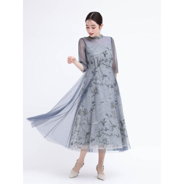 Rire Fete チュールスパンコールレイヤーワンピース リルフェテ（Rire fete）/スパンコール刺繍チュールレイヤーワンピース