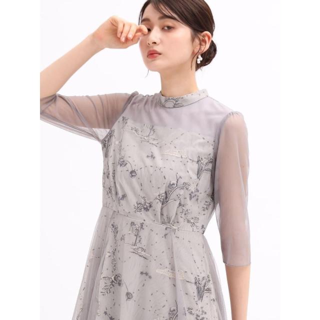 リルフェテ（Rire fete）/スパンコール刺繍チュールレイヤーワンピース