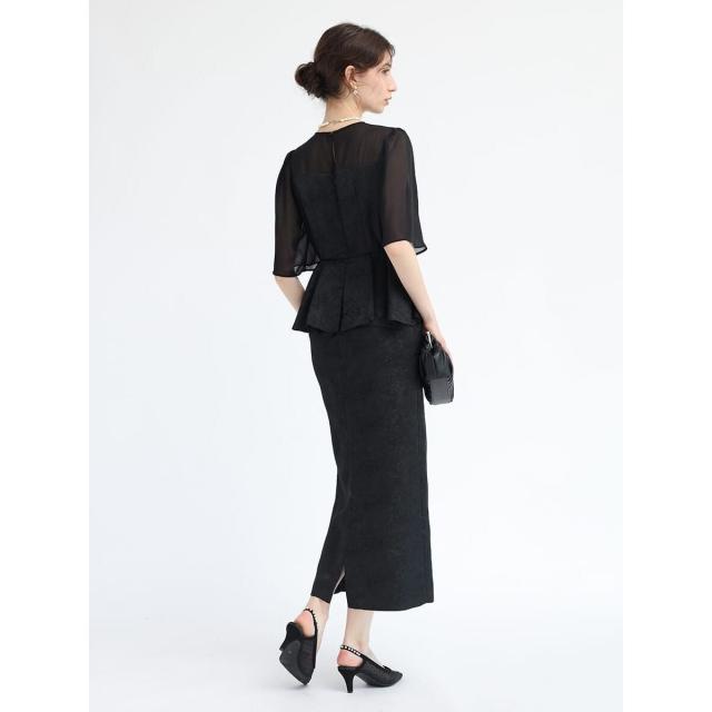 リルフェテ（Rire fete）/フラワージャガードペプラムIラインワンピース_13