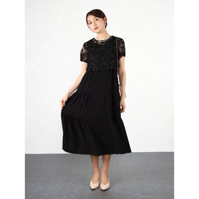 【NEW】リルフェテ（Rire fete）/スパンコール花柄ボレロ&ティアードワンピース