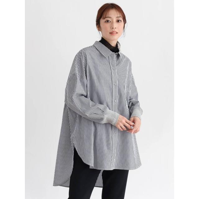 クローブ（CLOVE）/ニットカフスストライプシャツ