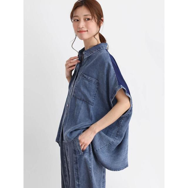 クローブ（CLOVE）/ドッキングデザインテンセルデニムシャツの