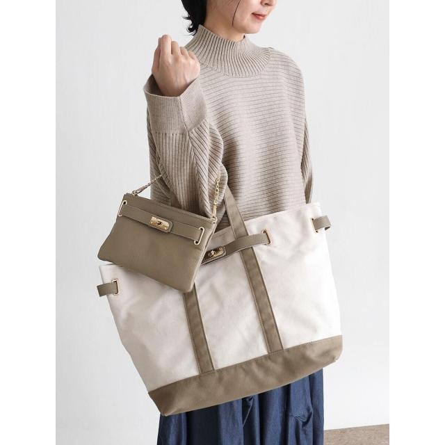 丁子（CLOVE）/レザーベルトキャンバストートバッグ