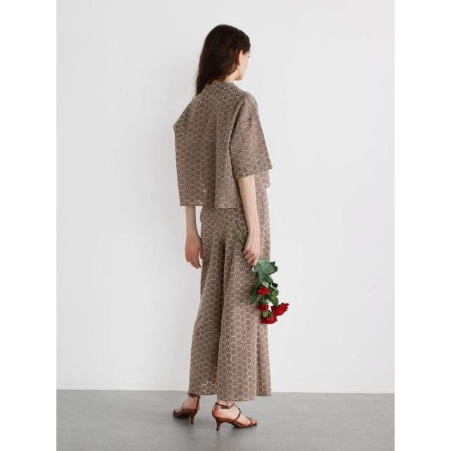 平和屋本店□極上 お召 単衣 ロング丈 唐草地紋 希少柄 兎 猫