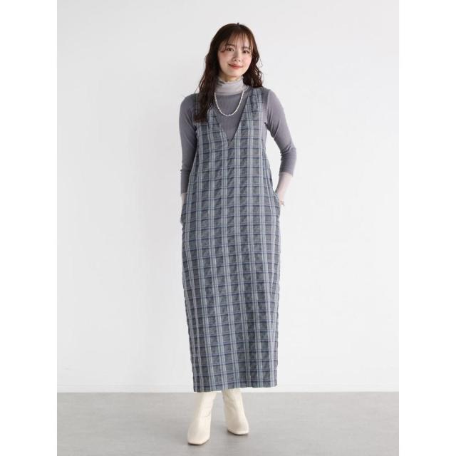 ヴァン（Vin）/チェックVネックジャンパースカート