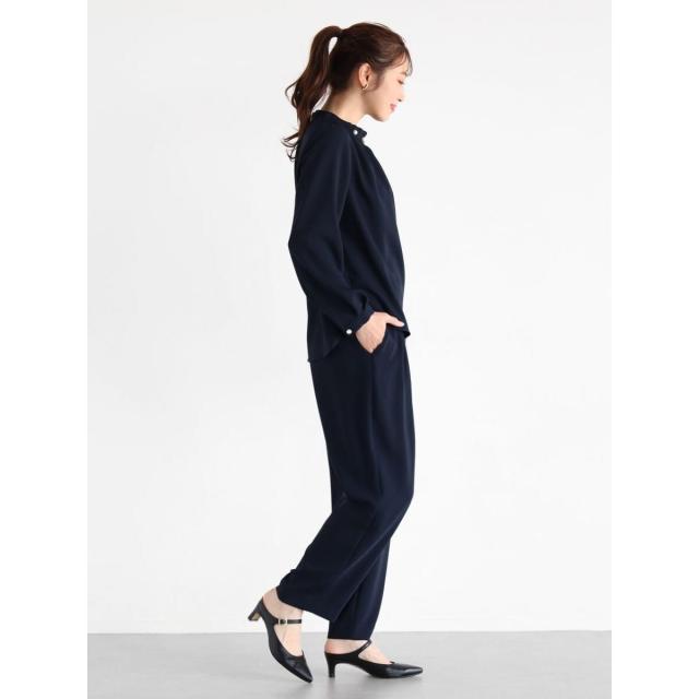 NEW】ヴァン（Vin）/Vin NAVY パールネックブラウス&パンツセットアップ