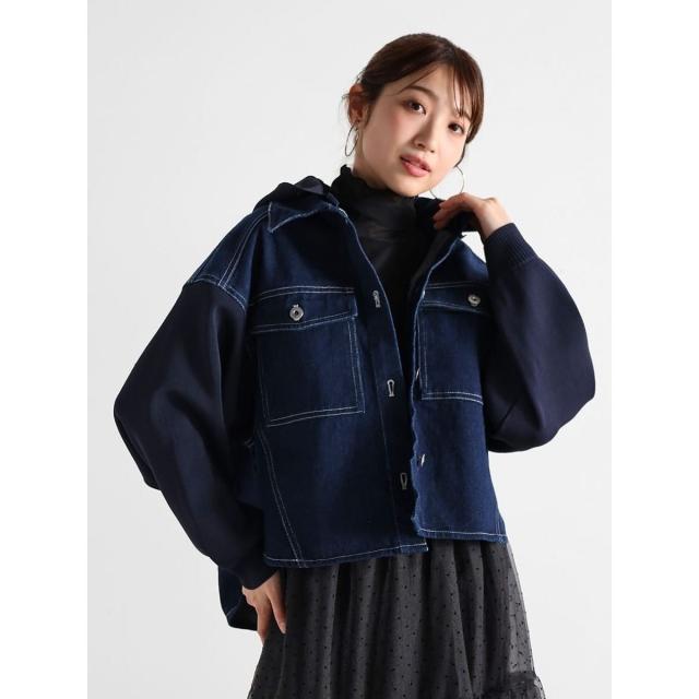 ヴァン（Vin）/ニットドッキングデニムジャケット