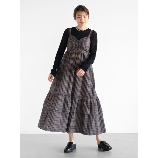 ヴァン（Vin）/ギンガムチェックティアードキャミワンピースの