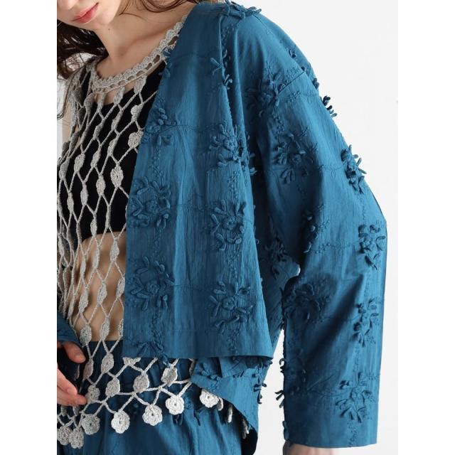 ヴァン（Vin）/3Dフラワー刺繍コットンジャケット