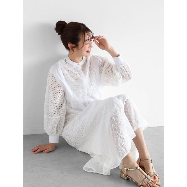 定価63800円　グレースコンチネンタル　カットワークシフォンワンピース ヤシ柄カットワークワンピース / GRACE CONTINENTAL | GRACE