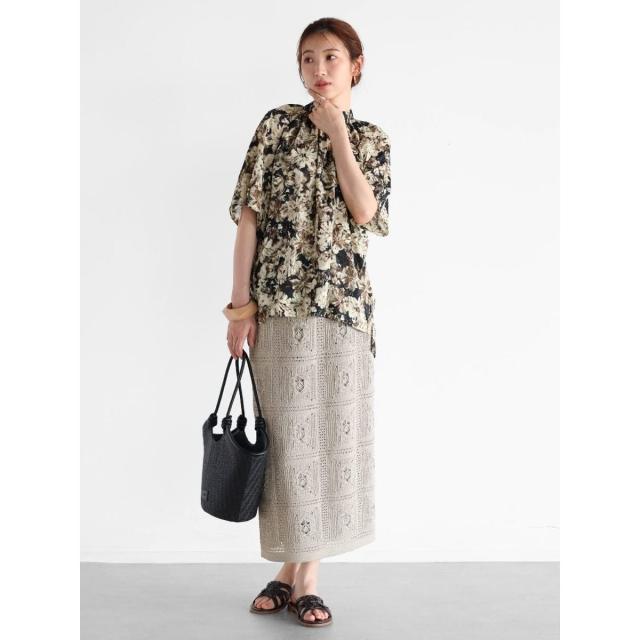 ペイントフラワーシフォンブラウス ペイントフラワーシフォンブラウス - Ample - Vin｜YAMADAYA STORE