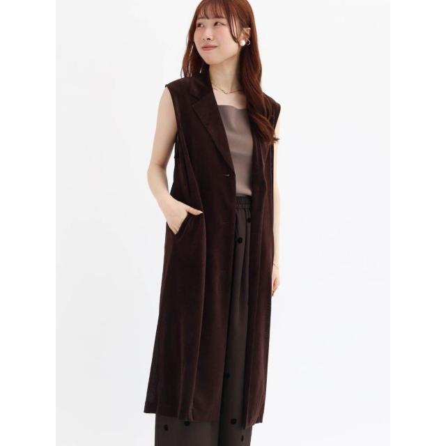 ヴァン（Vin）/メッシュベロアテーラードロングジレ