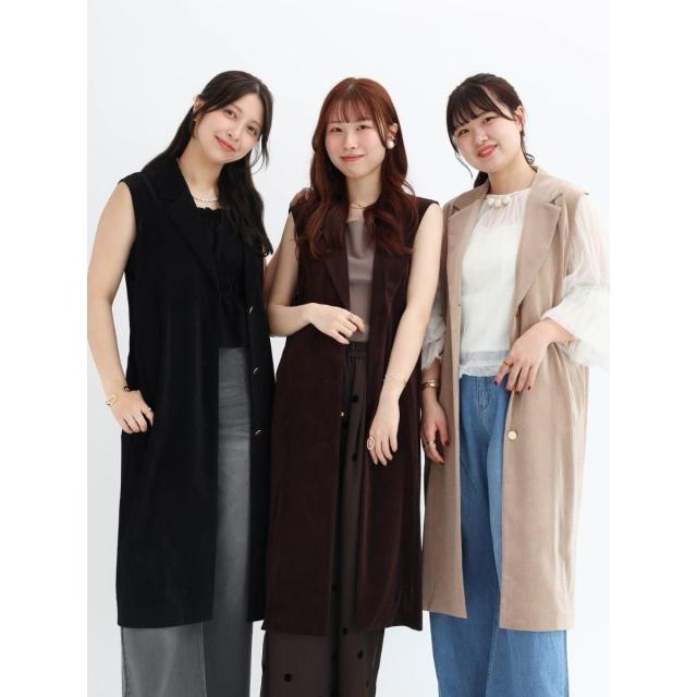 ヴァン（Vin）/メッシュベロアテーラードロングジレ_3