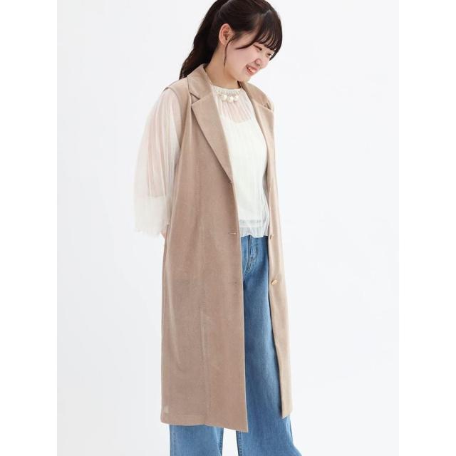 ヴァン（Vin）/メッシュベロアテーラードロングジレ_5