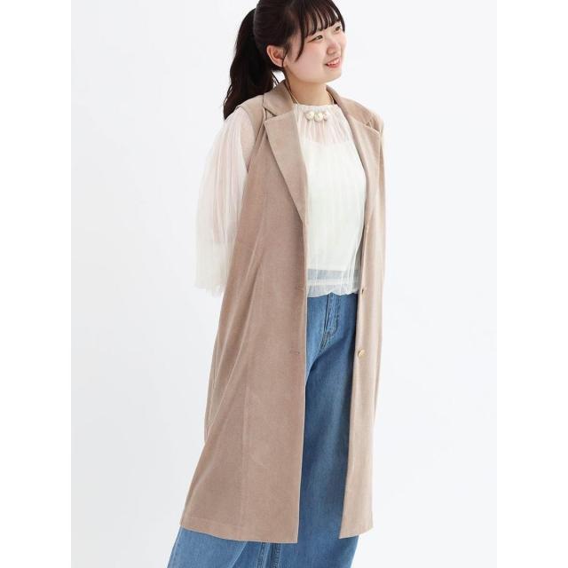 ヴァン（Vin）/メッシュベロアテーラードロングジレ_7