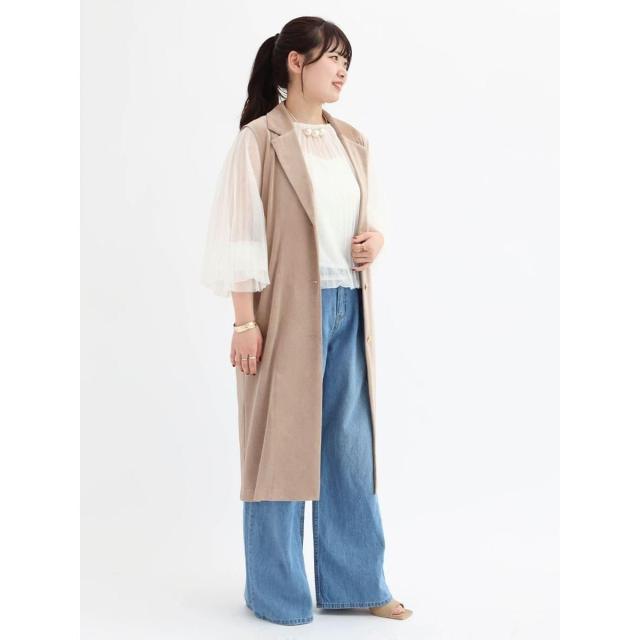 ヴァン（Vin）/メッシュベロアテーラードロングジレ_10