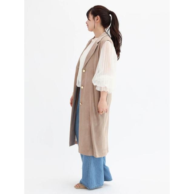 ヴァン（Vin）/メッシュベロアテーラードロングジレ_11