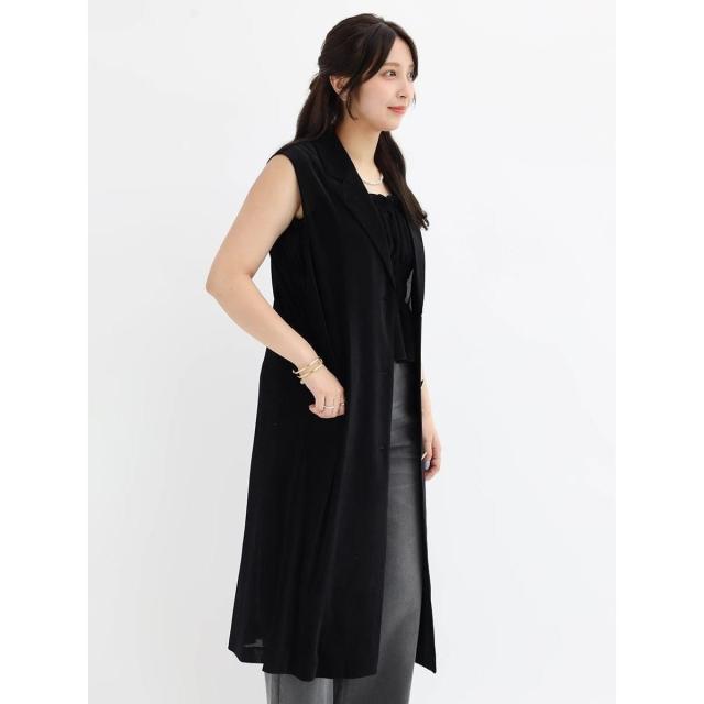 ヴァン（Vin）/メッシュベロアテーラードロングジレ_15