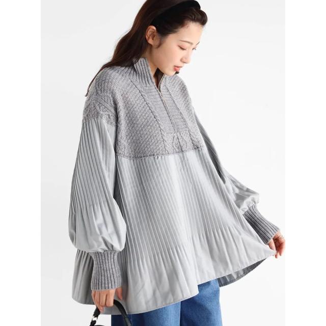 ヴァン（Vin）/ケーブルニットドッキングプリーツブラウス