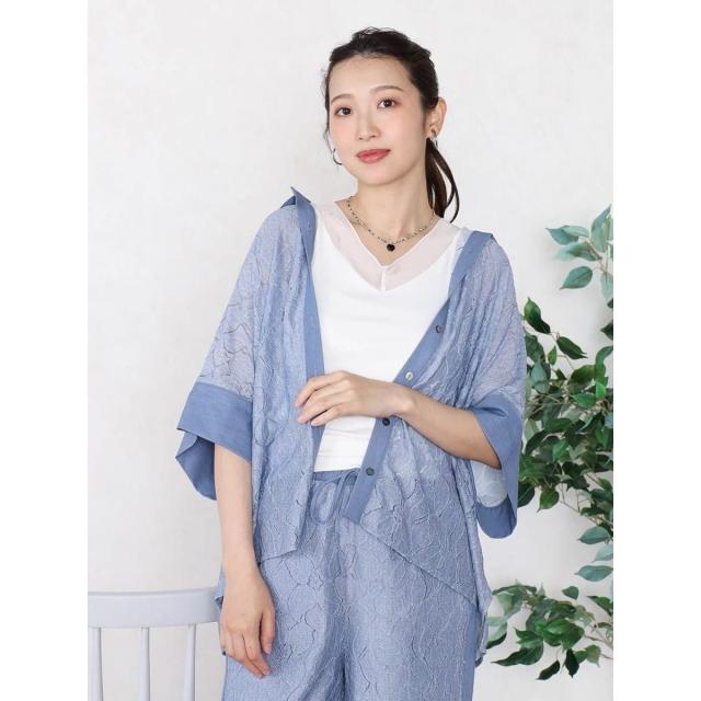 ヴァン（Vin）/【セットアップ可能】シアーストレッチレースシャツ_3