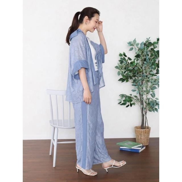 ヴァン（Vin）/【セットアップ可能】シアーストレッチレースシャツ_12