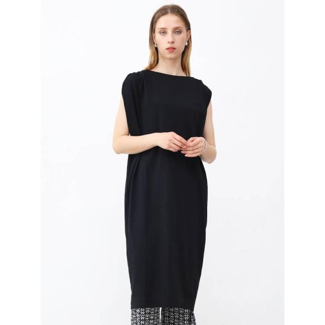 詩仙堂 ゴールドタグ バルーンスリーブリボン柄ちりめんワンピース