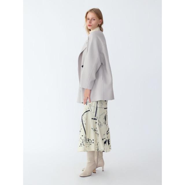 アーガ（Aga）/Super 140`s Double beaver ノーカラーミディコートの