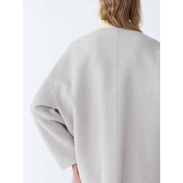 アーガ（Aga）/Super 140`s Double beaver ノーカラーミディコートの