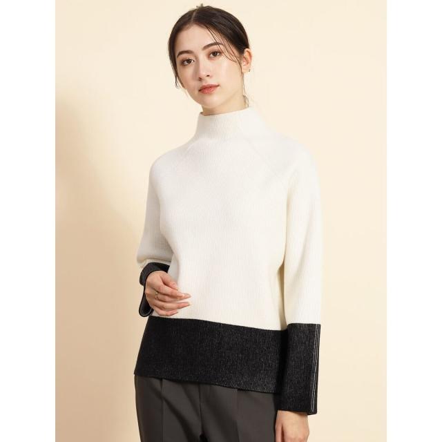 フェンネル（FENNEL）/ボトルネックバイカラーラグランニット