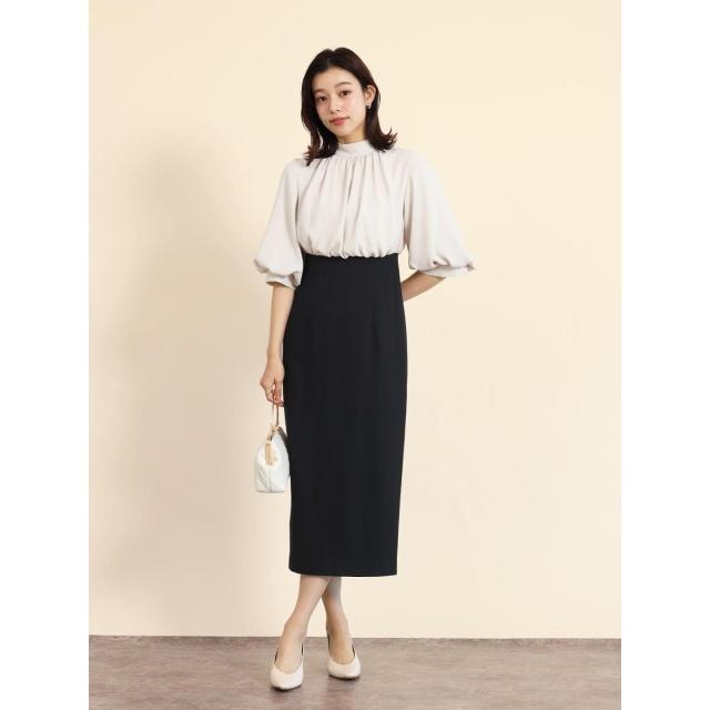 フェンネル（FENNEL）/バックリボンバイカラードッキングワンピース(cream)