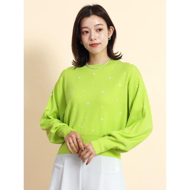 フェンネル（FENNEL）/フラワー刺繍クルーネックニットトップス