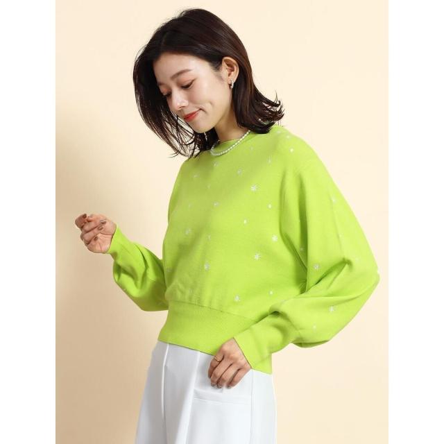 フェンネル（FENNEL）/フラワー刺繍クルーネックニットトップス_4