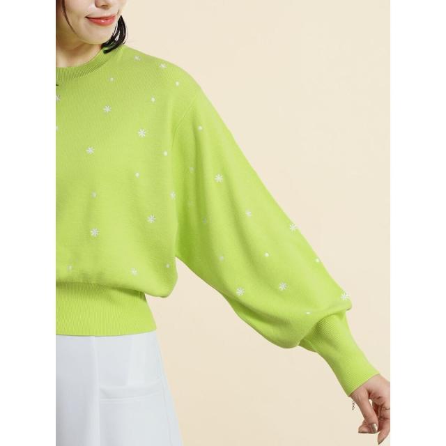 フェンネル（FENNEL）/フラワー刺繍クルーネックニットトップス_16