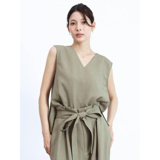 フェンネル（FENNEL）/リネンライクVネックブラウス