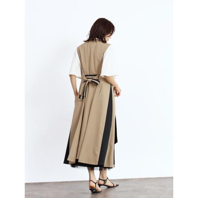 フェンネル（FENNEL）/アシンメトリーラペル配色ジレワンピースの通販