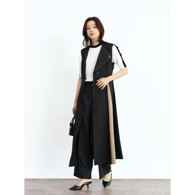 フェンネル（FENNEL）/アシンメトリーラペル配色ジレワンピースの通販
