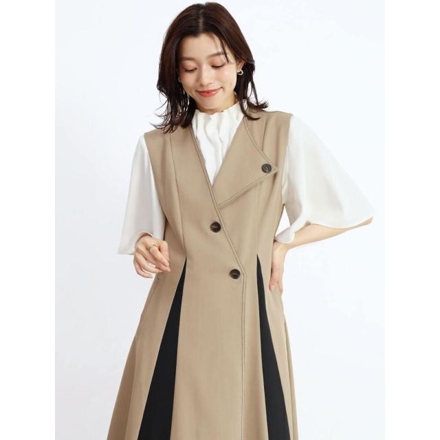 「新品」ヤマダヤ アシンメトリー ジレ ワンピース FENNEL フェンネル 配色Aラインジレワンピ - FENNEL - FENNEL｜YAMADAYA STORE