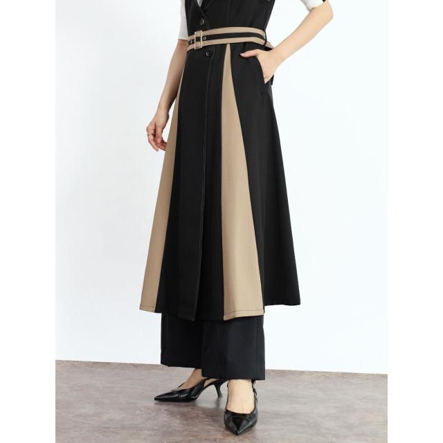 ヤマダヤ　FENNEL アシンメトリーラペル配色ジレワンピース　ブラック Vin｜アシンメトリーラペル配色ジレワンピース | Rakuten Fashion(楽天