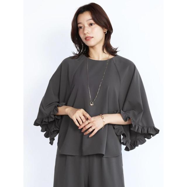 フェンネル（FENNEL）/ストレッチツイルフリル袖ブラウス