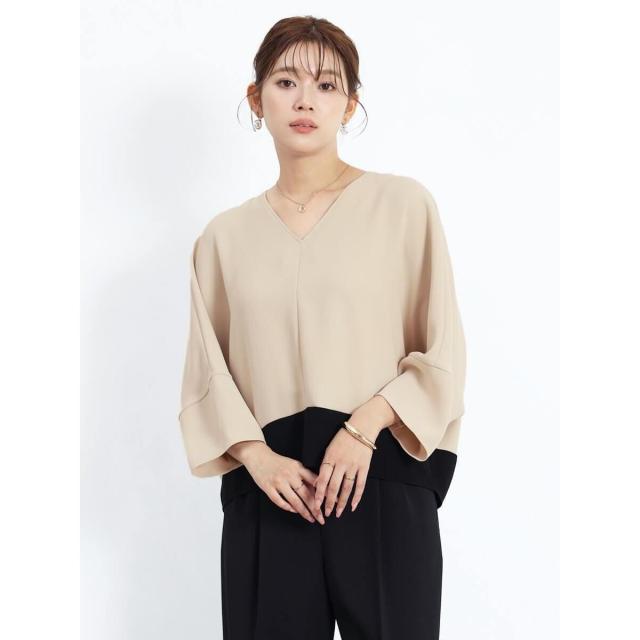 フェンネル（FENNEL）/ダブルクロスVネック配色プルオーバー