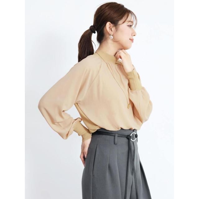 フェンネル（FENNEL）/異素材コンビロングスリーブニットトップス_3