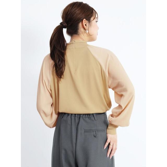 フェンネル（FENNEL）/異素材コンビロングスリーブニットトップス_4