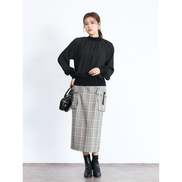 フェンネル（FENNEL）/異素材コンビロングスリーブニットトップス_9