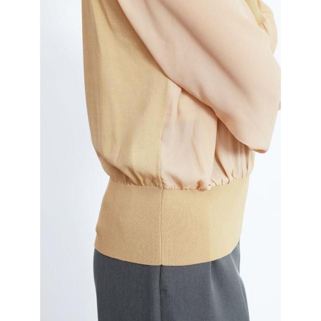 フェンネル（FENNEL）/異素材コンビロングスリーブニットトップス_11