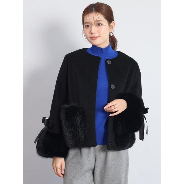 フェンネル（FENNEL）/リボン袖ファーアクセントショートコートの通販