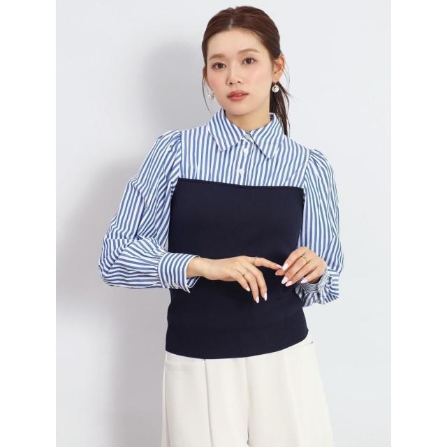 フェンネル（FENNEL）/ニットドッキングストライプシャツ